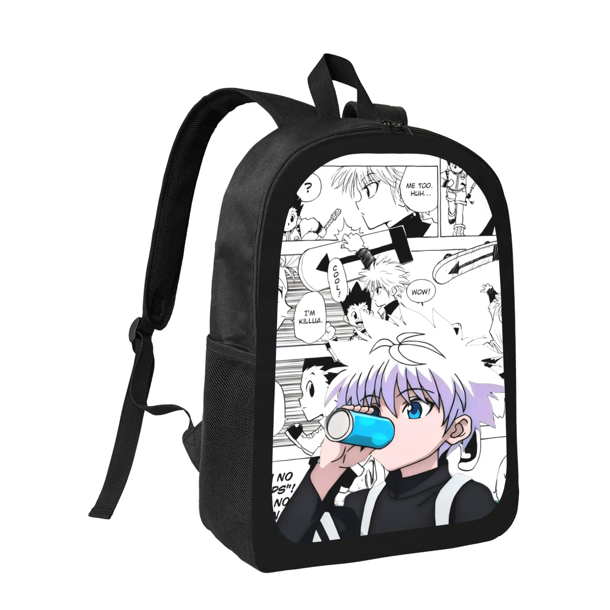 Anime Hunter x Hunter Killua Unisex Synthetic Casual Chic All Over Print Polyester School Backpack, Simple Elegant for Teenagers, Printed