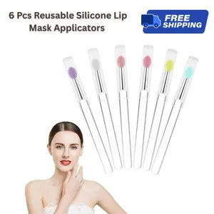 6 Pcs Reusable Silicone Lip Mask Applicators – Lip Brush Set for Lip Gloss, Lipstick & Balm Application, Soft Exfoliating Lip Brushes for Skincare & Makeup