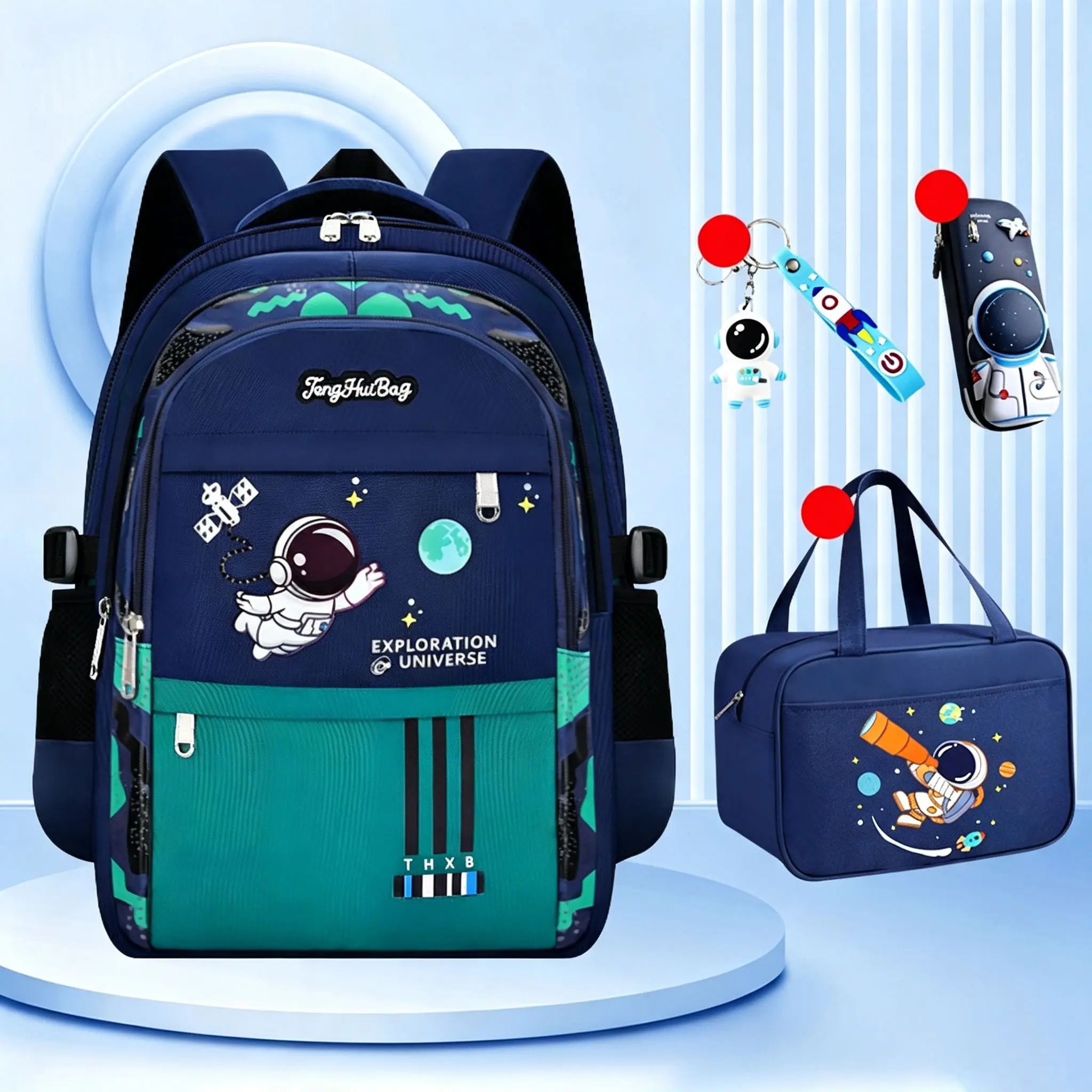 2026 New Casual Printed Backpack Set for School, 3Pcs Waterproof Backpack with Lunch Bag & Pencil Bag - School Backpack Bookbag for Middle School Teens Girls, Roomy Interior & Multi-Pockets