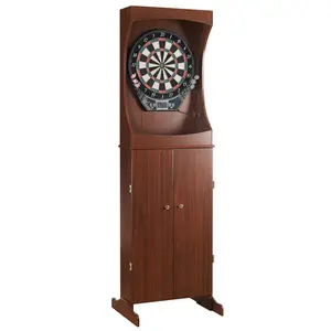 212 MAIN Carmelli Outlaw Free-Standing Dartboard & Cabinet Set, Cherry Finish, Electronic Play, Wall-Mounting Capable Multi-Game Darts Equipment