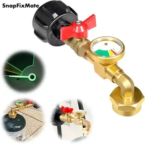 Propane Refill Adapter with Valve & Gauge, Gas Cylinder Filling Connector with Glow In The Dark Meter, Snapfixmate Ball Valve Gas Tank Gas Connector, Gas Cylinder Accessories, Christmas gifts, TikTokShopBlackFriday