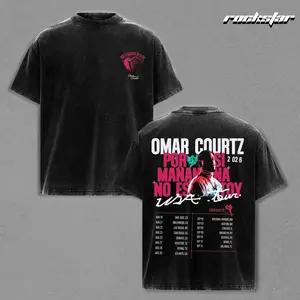 Omar Courtz Merch Por Si Mañana No Estoy Tour 2026  Washed T-Shirt, Hip Hop Concert Graphic Style, Latin Music Fan Apparel, Oversized Cotton Streetwear Fashion