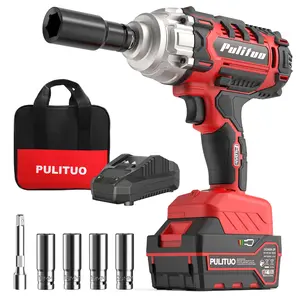 PULITUO Brushless Electric Wrench 400N·m High Torque Lithium Battery Impact Wrench 4.0Ah Large Capacity Battery Tire Repair Auto Repair Tool Set
