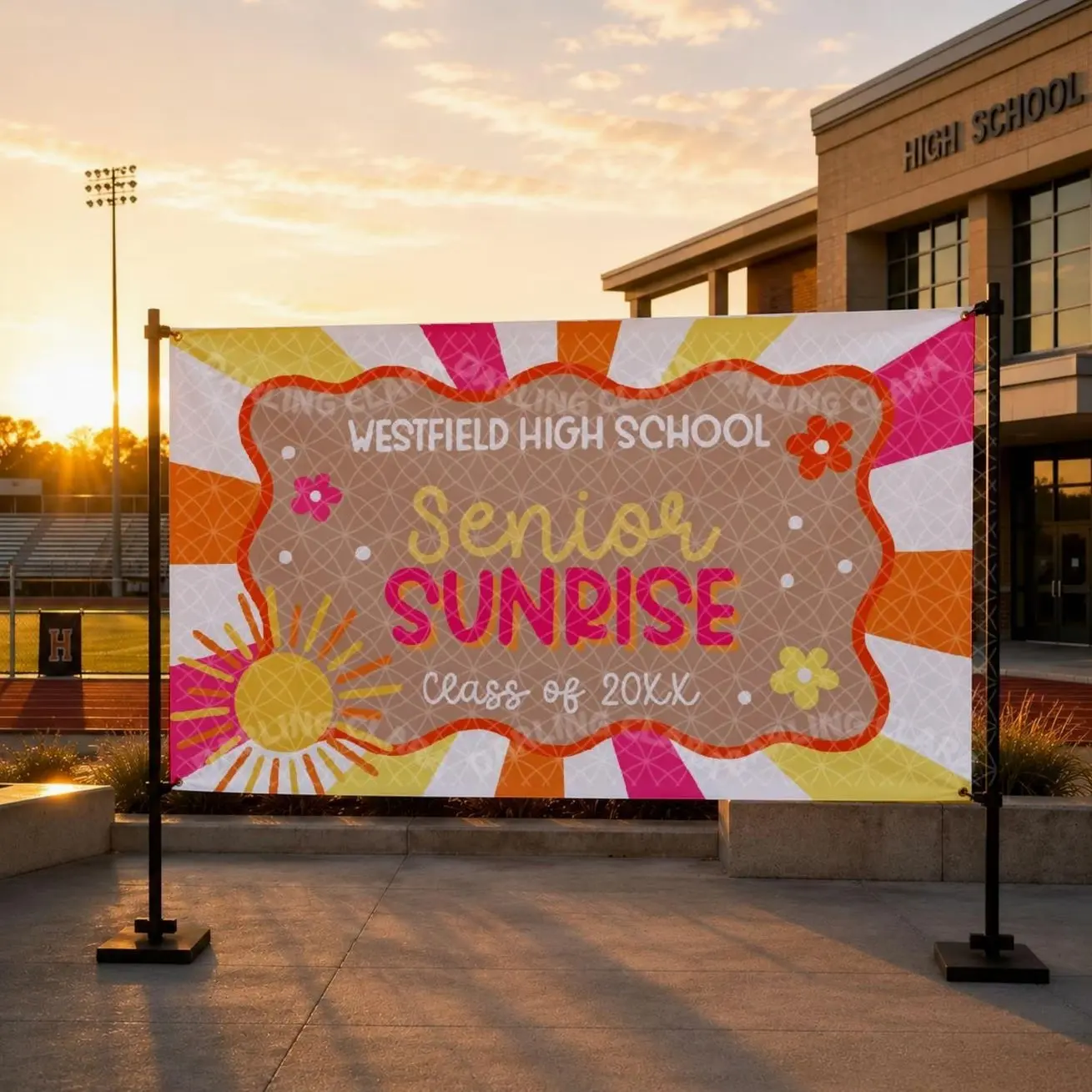 Senior Sunrise Banner, Senior Year Party Decor, Editable Canva Template, 2x6ft & 3x5ft