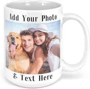 Photo Coffee Mug, 11 - 15 oz. Personalized Mug w/ Picture, Text, Name - Gifts for Boyfriend, Girlfriend, Best Friend, Christmas Gifts, Taza Personalizadas - White