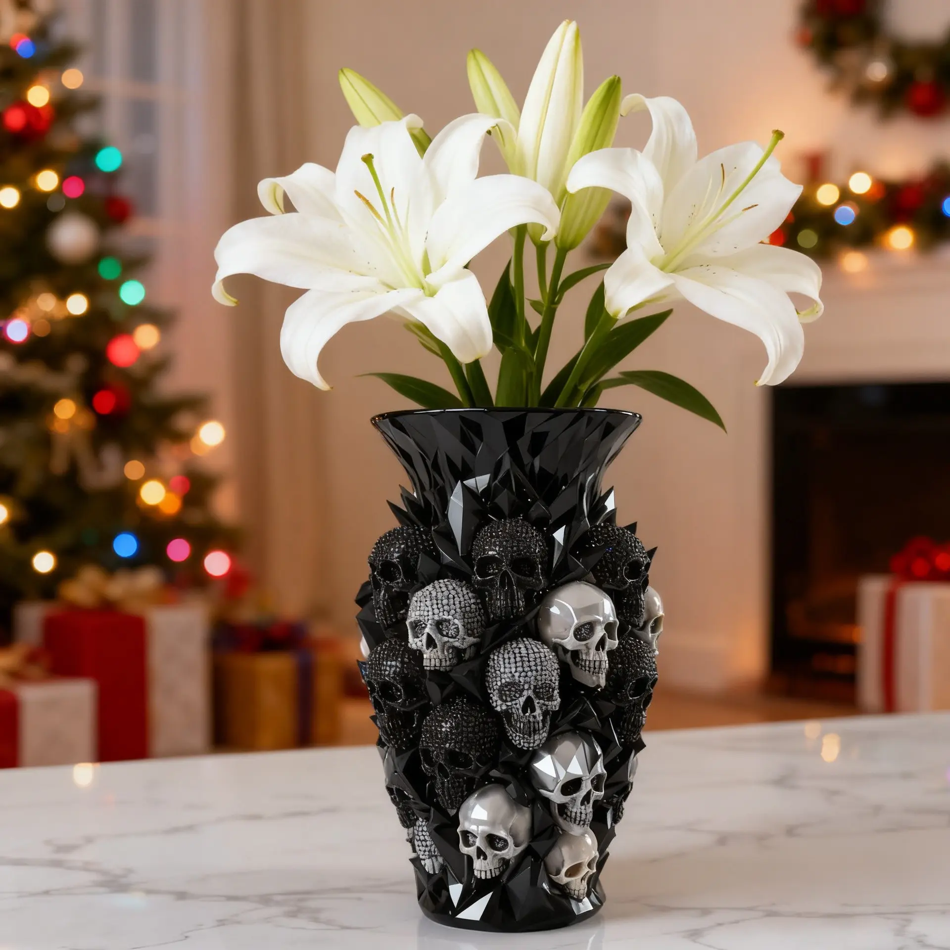 Gothic Skull Vase Resin Decorative Statue, Decorative Flower Vase, Vase for Flowers, Home Decor Accessory, Indoor Outdoor Use, Perfect for Home Garden Farmhouse Style, Living Room Kitchen Bedroom Office
