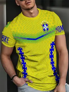 Men's 3D Print Short Sleeve T-Shirt, Fashion Geometric Design, Lightweight Polyester, Slim Fit Round Neck, Casual Style