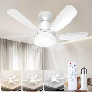 Modern Socket Fan Light Ceiling Fans with Lights and Remote, 3-Color Options Dimmable LED 3000K-6500K, 1556 Lumens Light Bulb Screw in Ceiling Fan for Bedroom, Kitchen, Living Room, Closet, cool gadgets