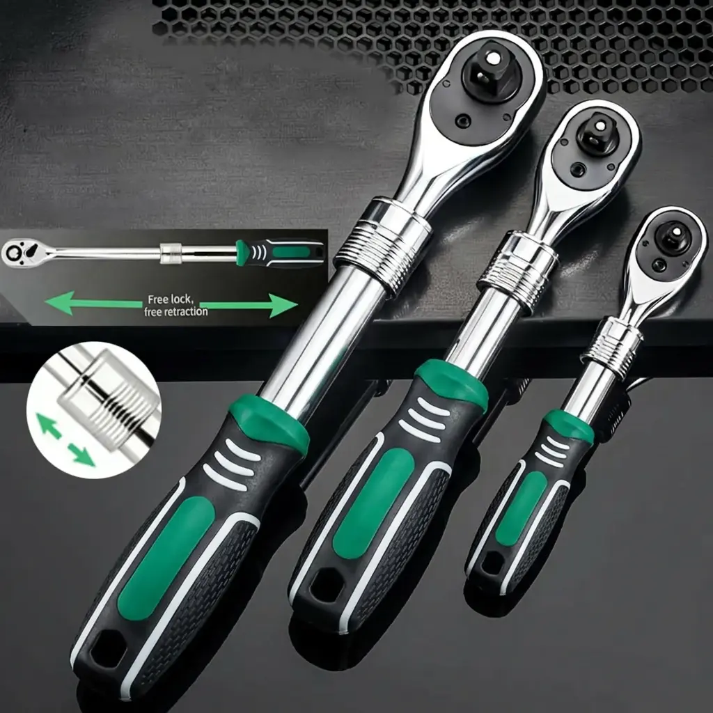 【FathersDayGift】72-Tooth Extendable Adjustable Ratchet Wrench – Durable Alloy, Multi-Size Quick-Socket, Ergonomic for Auto Repair & DIY