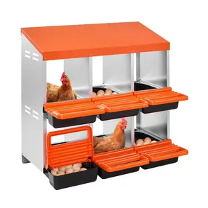 fathersdaygift VEVOR 2 Tiers Chicken Nesting Boxes, 6 Compartments, Metal Egg Laying Boxes with Protective Collection Lids, Roll Out Nesting Box, Easy to Assemble, Ideal for Hens, Ducks, Chickens, and Other Poultry
