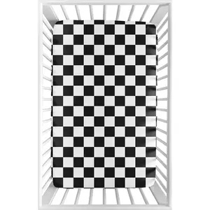 Sweet Jojo Designs Baby Fitted Mini Crib Sheet (Black and White Gingham Checkered Plaid) for Boys/Girls, Newborn/Infant Nursery, Play Yards, Portable Cribs (Vintage, Classic Checkerboard, Racing Flag)