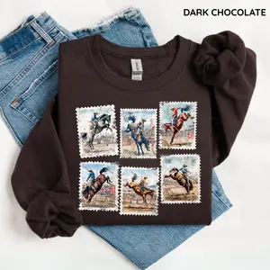 Gildan Vintage Rodeo Sweatshirt, Western Bucking Horse Sweater, Rustic Cowboy Sweater, Country Cowgirl Pullover, Retro Rodeo Stamp Gift