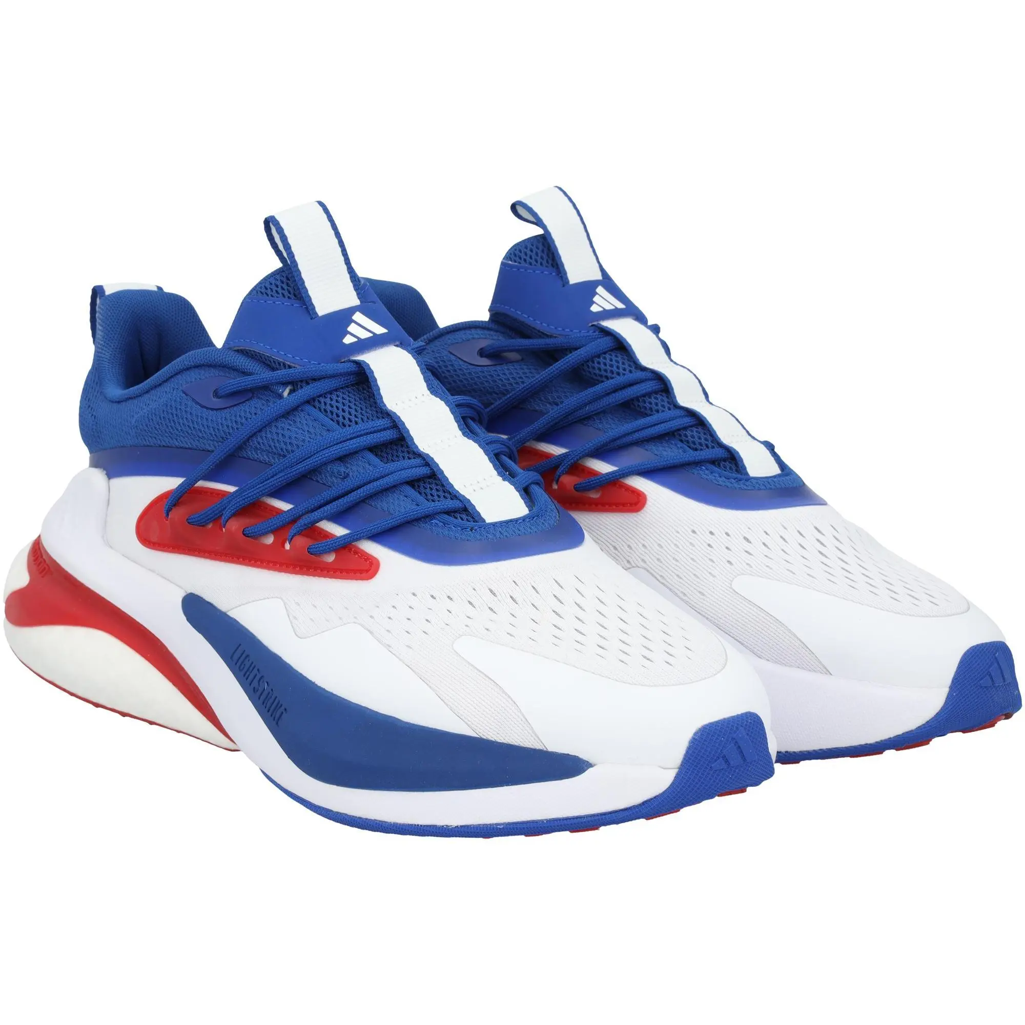 Kansas Jayhawks Team-Issued White and Blue AlphaBoost V2 Adidas Shoes from the Athletics Program - Size 9