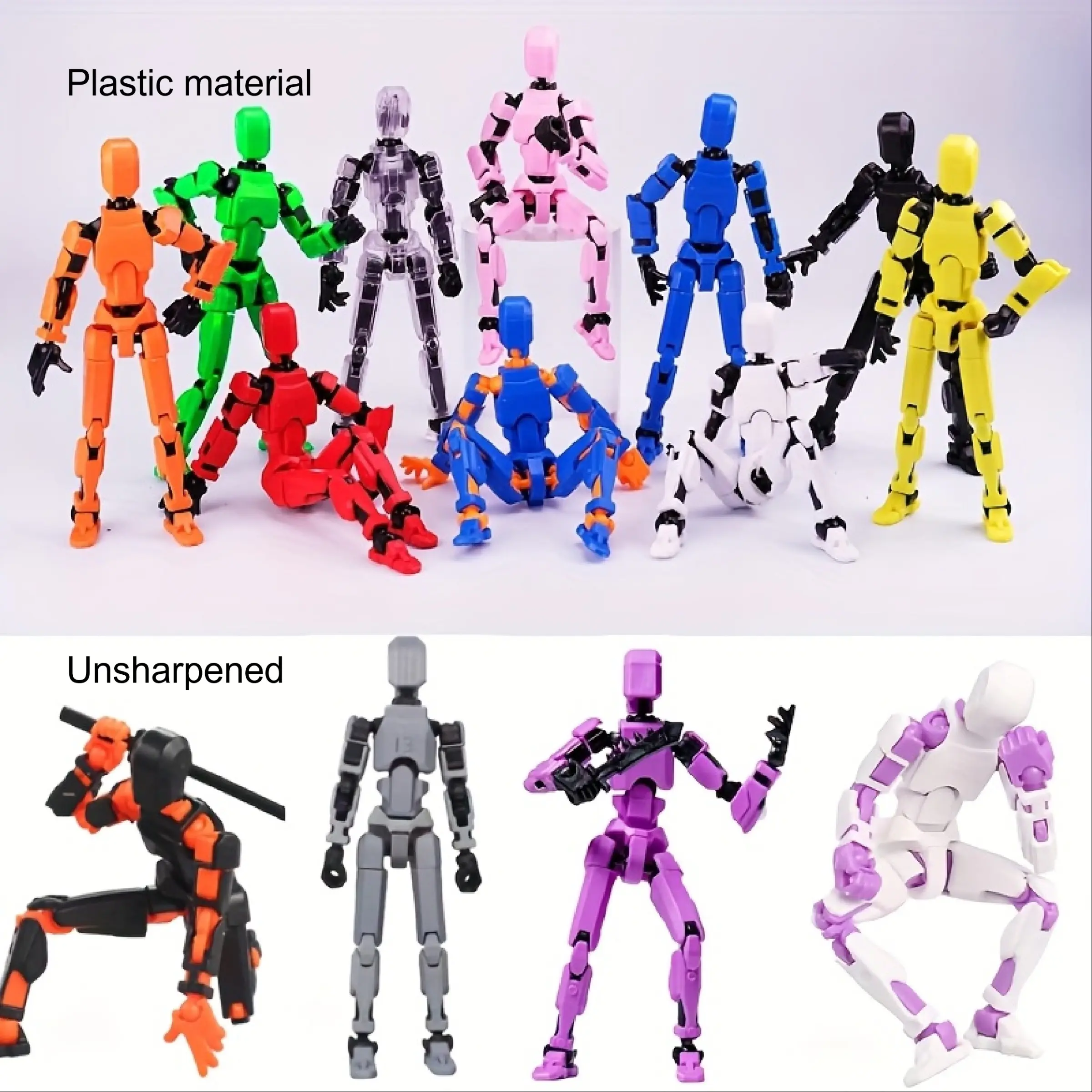 6pcs Articulated Dolls, 3D Trendy Toy Models, Multi-Jointed Movable, DIY Assembly, Desktop Decor, Christmas/halloween Gift Set, 13 Colors Randomly Selected, Movable Figurines, Articulating Figurine, Articulated Figures