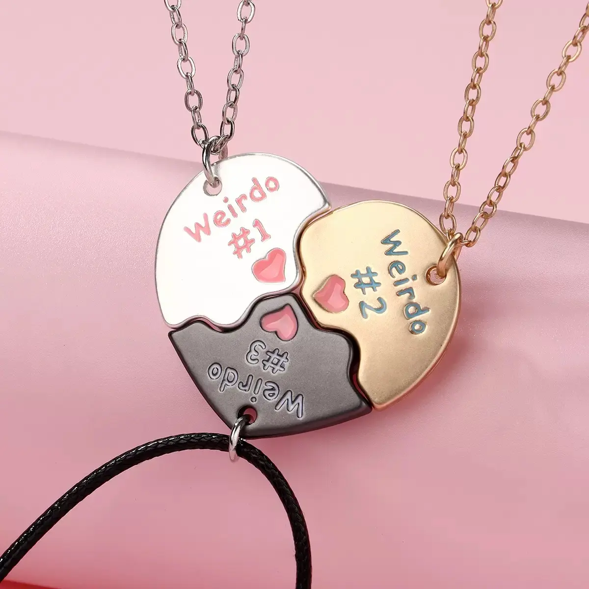 Set of 3 Heart Friendship Necklaces BFF Best Friends Forever Fantasy Cute Pendant for Unbreakable Friendship, BFF Necklace