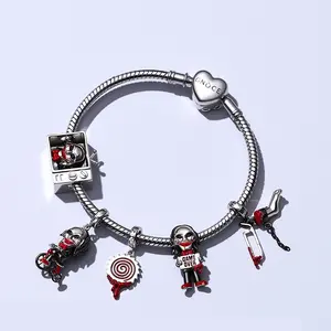GNOCE Collab Billy the S925 Puppet Scary Charm for Women Horror Billy Pendant Dangle Charm Suitable for Bracelets and Necklaces Jewelry Gift for Women Men with Unique Design