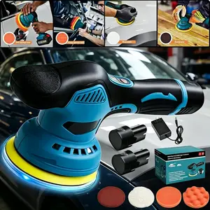 Cordless Car Buffer Polisher with 12V Lithium Rechargeable Battery*2, Cordless Polisher with 8 Variable Speeds, Cordless Buffer Polisher for Car Detailing, Polishing Tools, Polishing Accessories for Men