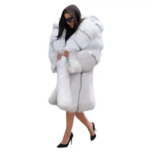Stylish Women's Mid-Length Faux Fox Fur Coat - Long-Sleeve Loose Fit Hooded & Convertible Collar Luxurious Stylish & Elegant Soft & Warm for Winter Suitable for Commutes Outings Gatherings & Parties