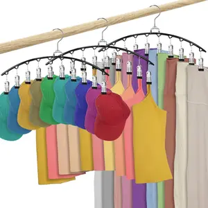 3 Pack Legging Organizer for Closet,Metal Yoga Pants Hanger with 10 Clips Hold 30 Leggings,Jeans,Hats,Bras,Shorts,Socks,Space Saving  Closet Organizers and Storage,Black