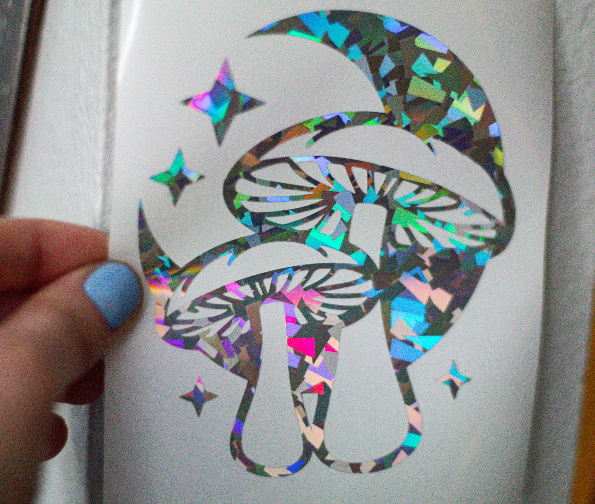 Cosmic Mushrooms ∙ Prism Holographic Vinyl Decal ∙ 4"