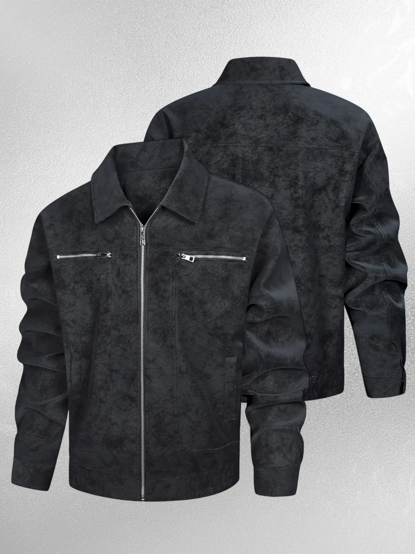 Jacket Motorcycle Leather Suede PU Leather Flight Bomber Jacket for Men Durable Stylish Design Ideal for Casual Wear and Motorcycle Rides Comfortable and Versatile