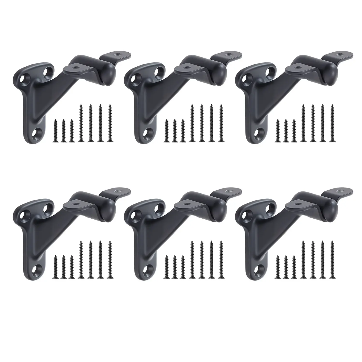 【Summerfinds】VEVOR Heavy Duty Handrail Hardware Brackets (6 PacksMatte Black) - Adjustable Sturdy Bracket with Flexible Angle AdjustmentEasy Install & Anchor Screwsfor Stairways Staircase Handrail, Anchor Screws, Adjustable Bracket