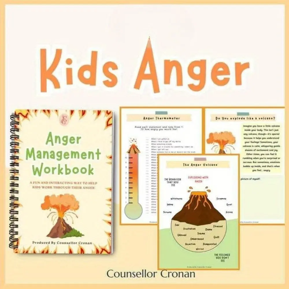 Teenagers, Youth & Adults Anger Management Workbook, Anger Volcano, Anger Management Strategies, Cognitive Behavioral Guidance, Emotion Management, Self-Regulation Skills, Therapeutic Exercises, Cognitive Behavioral Therapy Guide