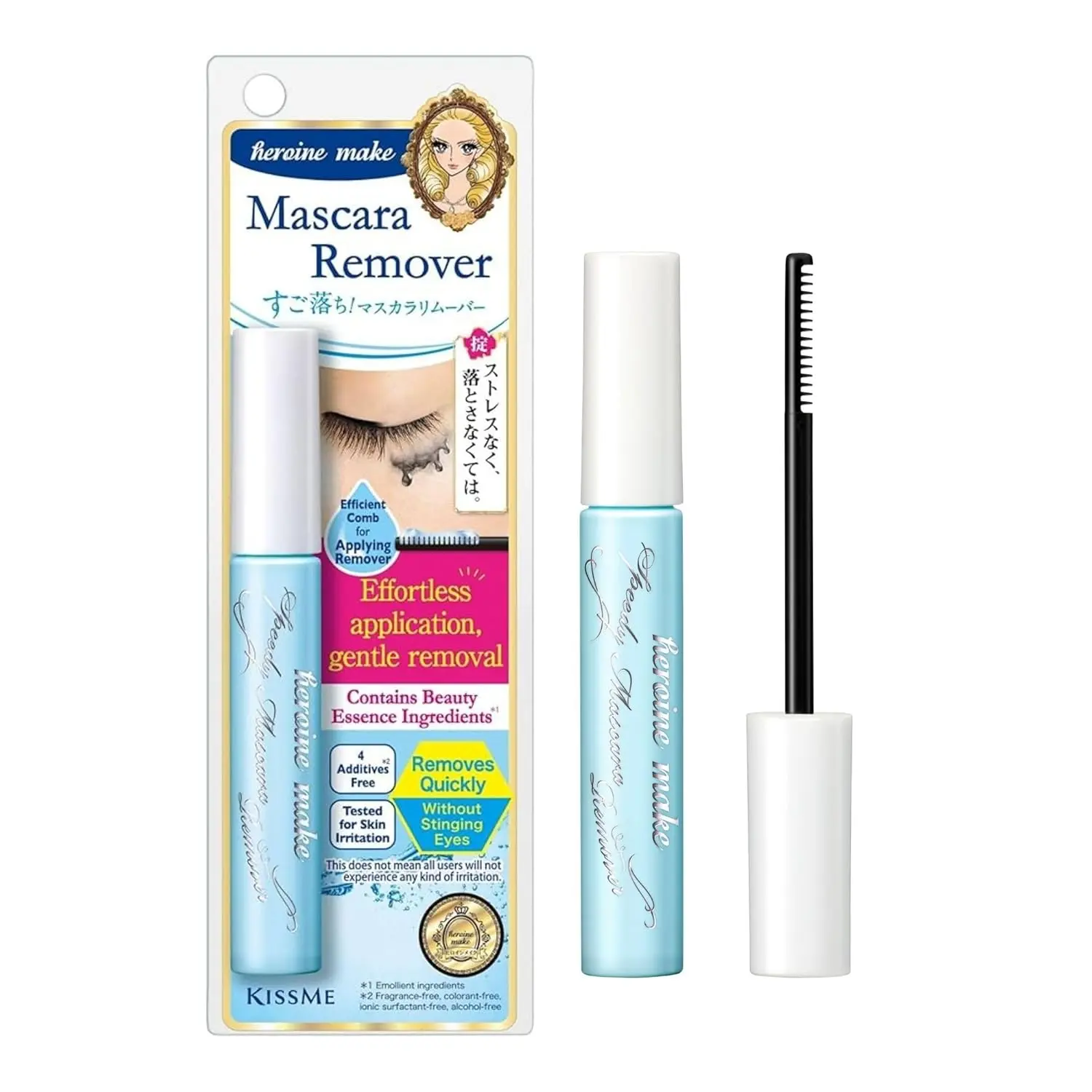 Heroine Make by KissMe Mascara Remover - Waterproof Makeup Remover Wand - Gentle Eye Makeup Solution for Sensitive Eyes - Travel Size for Waterproof Makeup - Made in Japan
