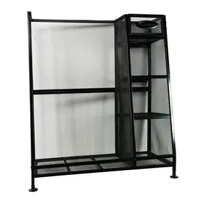 Suncast GO3216D Metal Golf Equipment Organizer Storage Rack w/ 3 Shelves, Black Garage Room Steel