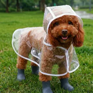 Waterproof Transparent PU Pet Raincoat Clothing, Soft Hooded Dog Rain Jacket for Poodle, Ideal for Rainy Days and Outdoor, Pet Supplies, Perfect Gift Year-Round