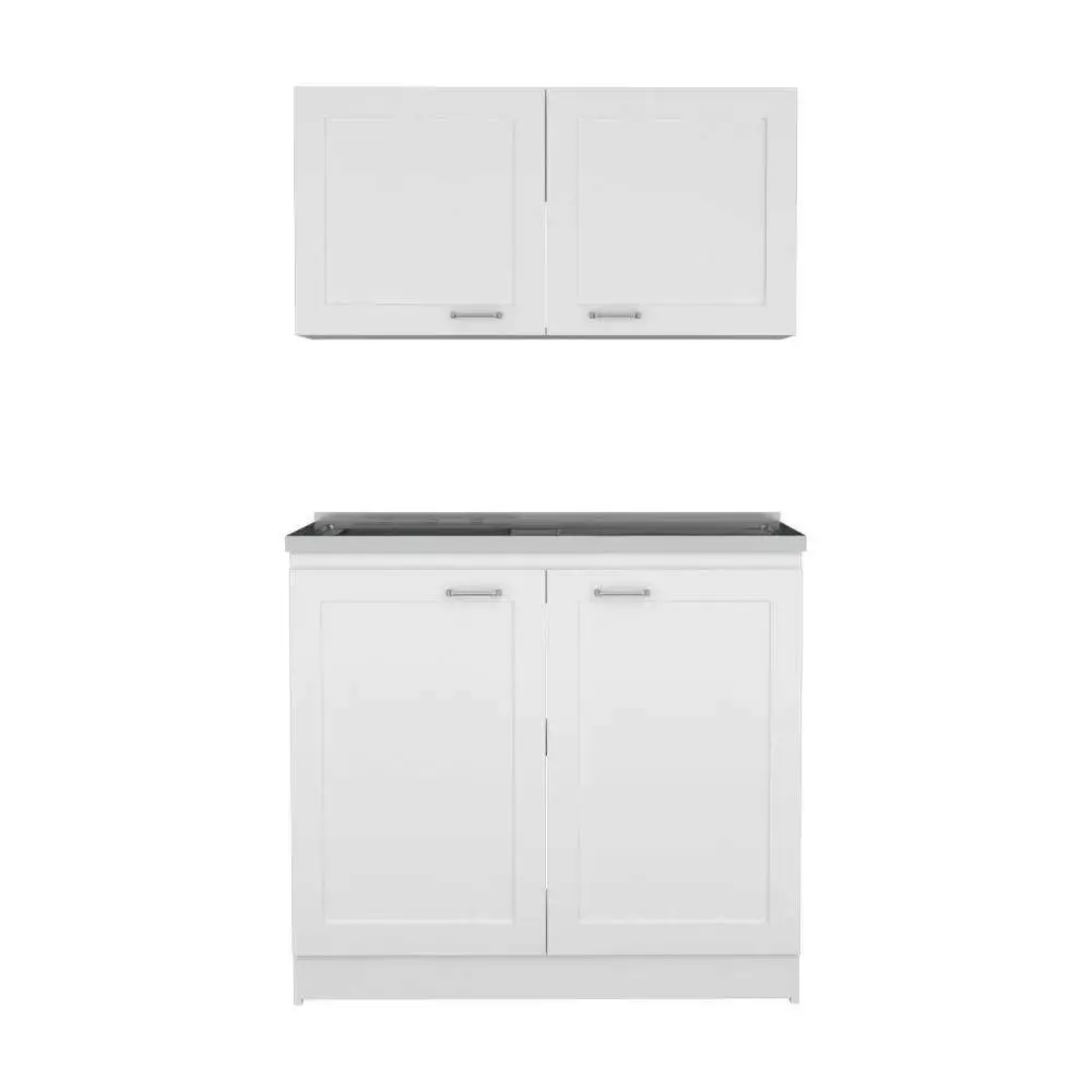 DEPOT E-SHOP Agate Cabinet Set, Two Parts Set, Countertop-White, For Kitchen