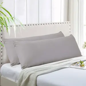 Soft Brushed Microfiber Body Pillow Cover Pack of 2, Silver Grey