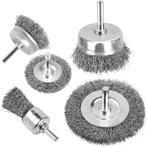 Drill Wire Brush Set - 0.012 Carbon Steel Wire, 1/4 Inch Arbor for Rust Removal, Stripping and Drill Attachment