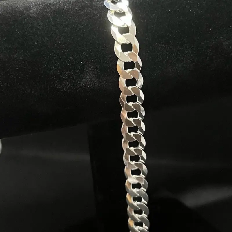 Esclava De Plata 925 Italiana Con Tejido Cubano 9 Inch