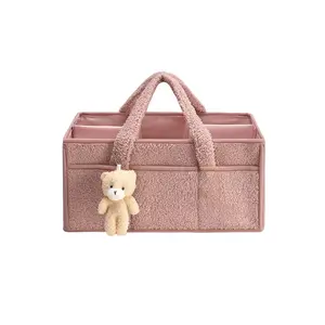 Baby Diaper Caddy Organizer with Handle, Boy & Girl Shower Gift Basket, Portable Diaper Storage Basket Bin for Wipes, Newborn Baby Essentials Registry Search Must Haves, Car Caddy Organizer