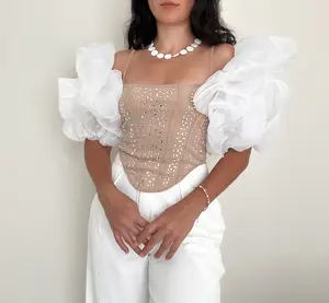 White Organza Arm Covers for Brides – Puffy Sleeves – Removable Arm Sleeves – Wedding Dress Accessories – Off Shoulder Romantic Sleeves