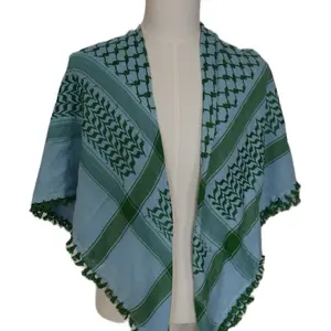 Ahla Shabab Baby Blue & Green Hatta/Kuffiyeh - High-Quality Polyester Unisex Accessory for All Seasons