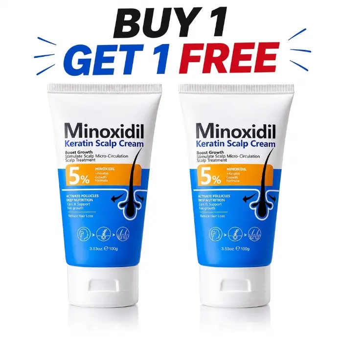 5% Minoxidil & Keratin Hair Growth Cream - Scalp Nourishing Massage Essence, Easy-Absorption Refreshing Haircare Treatment for Men & Women