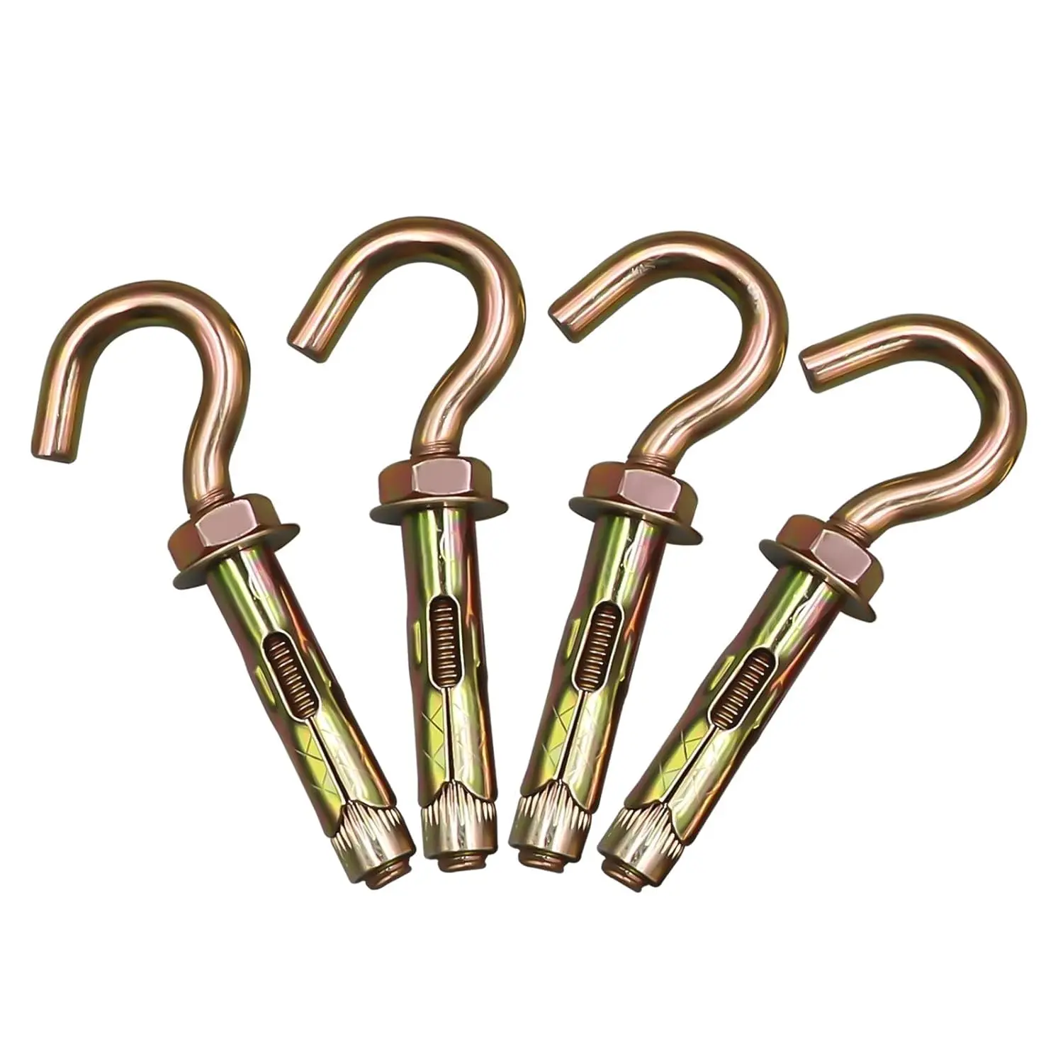 25/64" x 3-1/2" Concrete Hooks Brick Wall Hooks for Hanging, Expansion Eye Bolt Screw Anchor, Heavy Duty Open Cup Hook for Cement Ceiling Hanging Pictures Light Plants (4 pcs)
