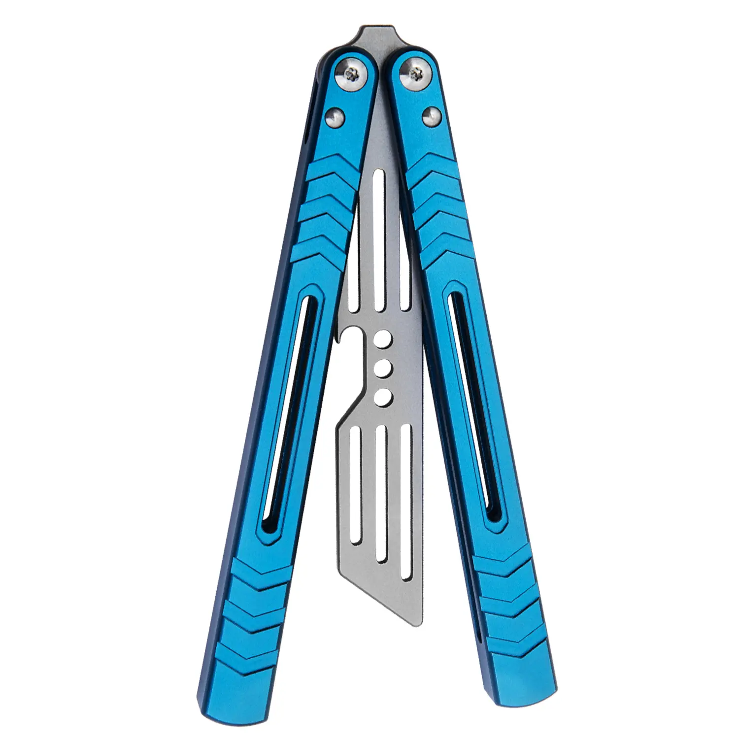 Safety Durable Aluminum Bladeless Butterfly Trainer Fly Knife - Skill Flip Hardware Hand Tool, LG05 Blue Grey TikTok Shop Spring Glowup Essential Training Gear