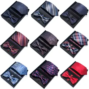 Men's Tie Bow Tie Cufflinks Kerchief Set Fashion Gentleman 6 Piece Set Business Casual Wedding Set Men's Clearance Accessories-byg