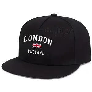 Snapback Hat London England Edition with Union Jack Pattern, Casual Streetwear and Travel Fashion Style, All Seasons Universal Fit