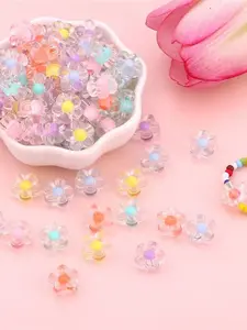 100PCS Acrylic Flower/ Butterfly/ Round Beads, Colorful Transparent Bead Charms for DIY Bracelets, Necklaces & Jewelry Craft Supplies, DIY Beading Accessories