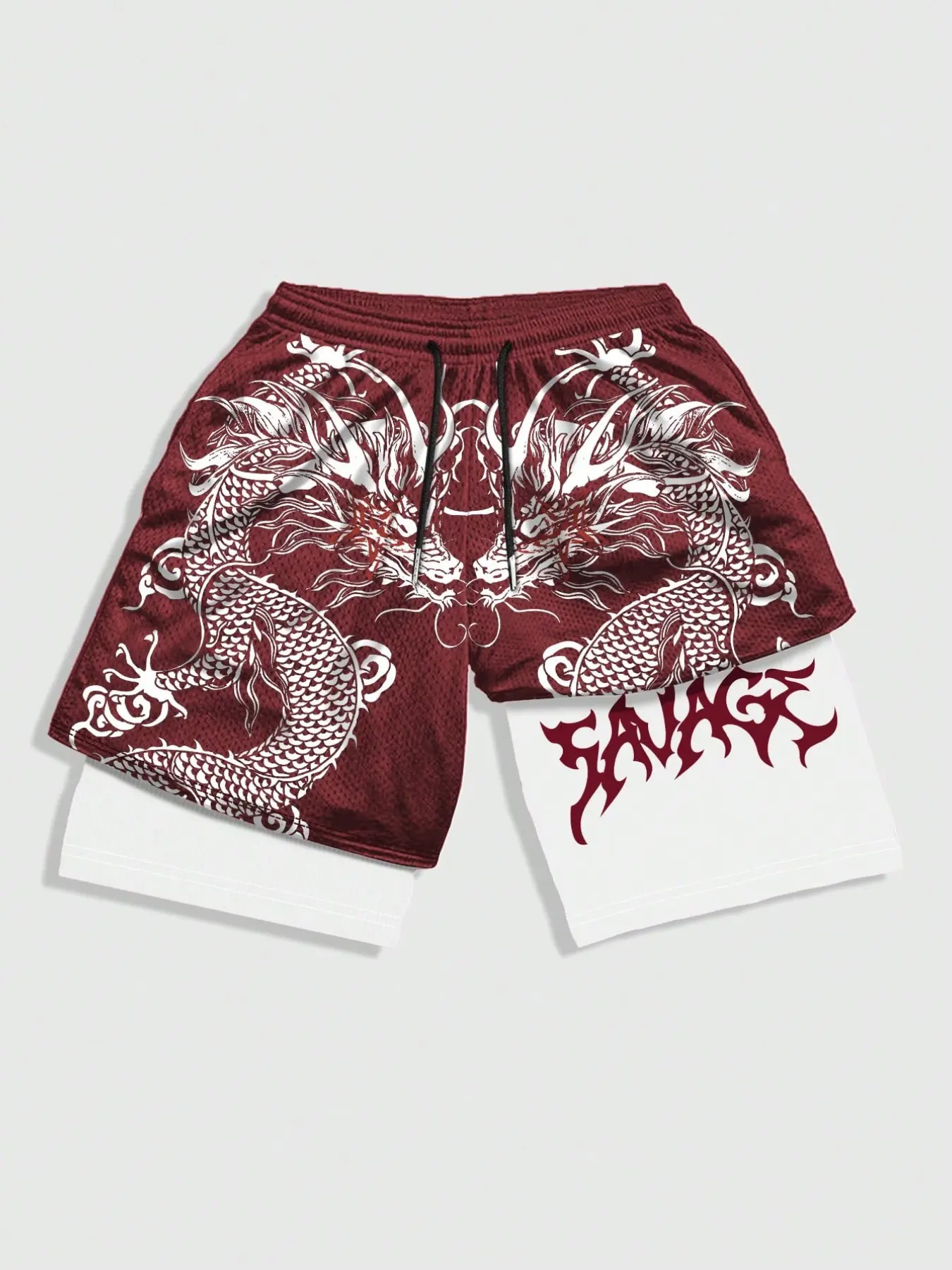 Men's Anime Gothic Print Sports Mesh Basketball Shorts, Breathable Gym Shorts, Two-In-One Design, Spring Summer Daily Wear, School, Halloween, Breathable Mesh Shorts, Lightweight Workout Shorts, Summer Shorts