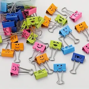 40pcs Multicolor Cartoon Face Long Tail Clips, Stainless Steel Office File Paper Clamps, Creative Loose Leaf Clips for Organization & Handmade Crafts
