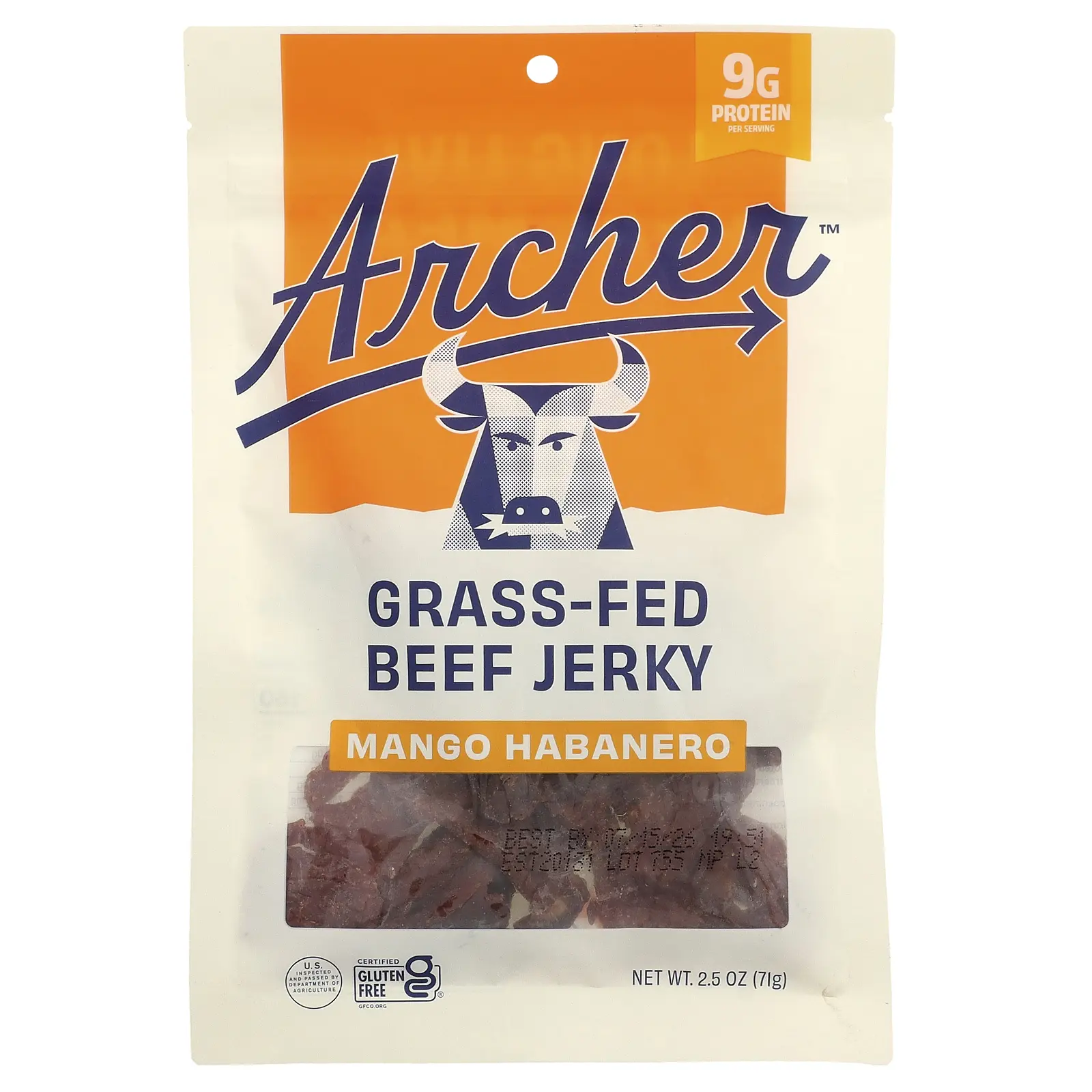 Country Archer Jerky Grass-Fed Beef Jerky, Mango Habanero, 2.5 oz (71 g)