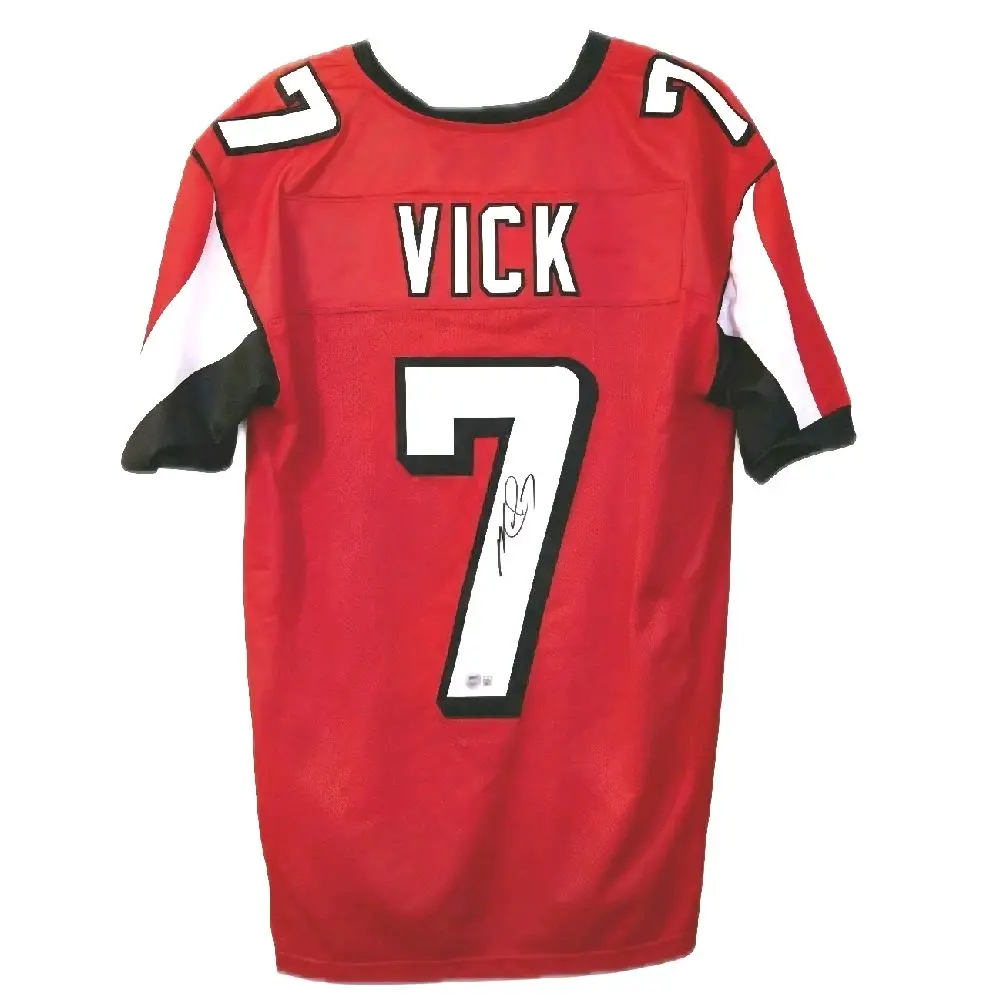 Michael Vick Atlanta Falcons Autographed Red Pro Style Fully Embroided Custom Jersey Beckett Authenticated