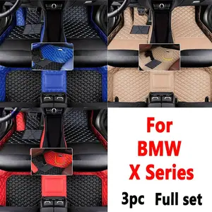 Left wheel drive car floor mat set, Waterproof car mats, Automotive Floor Mats, suitable for BMW X series E53, X5 E70, X3 E83, X6 E71, X3 F25, X1, imitation PU leather detachable, waterproof and anti slip, durable and easy to clean, not sold in the UK
