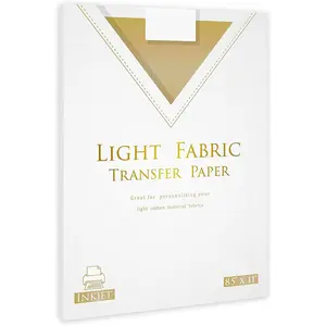 Iron-On Heat Transfer Paper for White and Light Fabric 8.5x11 inches T Shirt Transfer Paper for Inkjet Printer Wash Durable, Long Lasting Transfer, No Cracking 20 Sheets