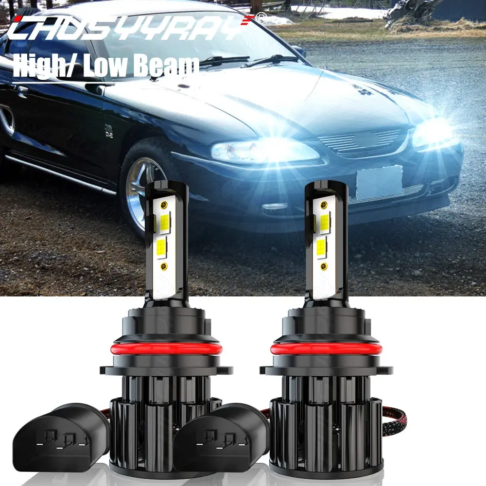 LED Headlight Kit 9007 HB5 Bulbs 6000K for Ford Mustang 1990-2004 High&Low Led Headlamps Super Bright Led